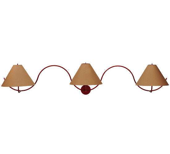 Meyda Lighting Soundwave 83" 3-Light Red Wall Sconce With Beige Shade Glass