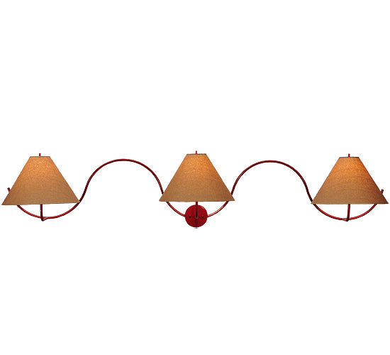 Meyda Lighting Soundwave 83" 3-Light Red Wall Sconce With Beige Shade Glass