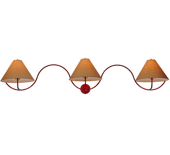 Meyda Lighting Soundwave 83" 3-Light Red Wall Sconce With Beige Shade Glass