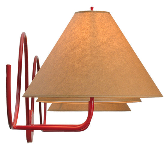 Meyda Lighting Soundwave 83" 3-Light Red Wall Sconce With Beige Shade Glass