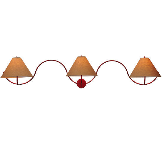 Meyda Lighting Soundwave 83" 3-Light Red Wall Sconce With Beige Shade Glass