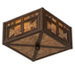 Meyda Lighting Southwest 15" 2-Light Cafe Noir Flush Mount Light With Amber Mica Shade Glass