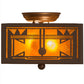 Meyda Lighting Southwest 15" 2-Light Cafe Noir Flush Mount Light With Amber Mica Shade Glass