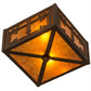 Meyda Lighting Southwest 15" 2-Light Cafe Noir Flush Mount Light With Amber Mica Shade Glass