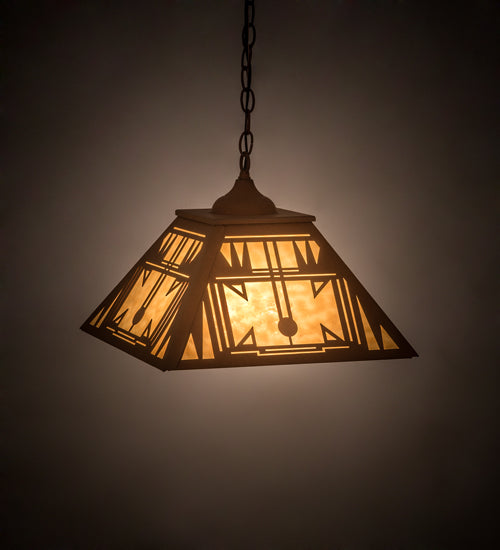 Meyda Lighting Southwest 22" 2-Light Earth Pendant Light With Beige Art Shade Glass