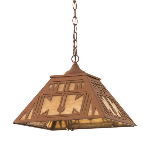 Meyda Lighting Southwest 22" 2-Light Earth Pendant Light With Beige Art Shade Glass