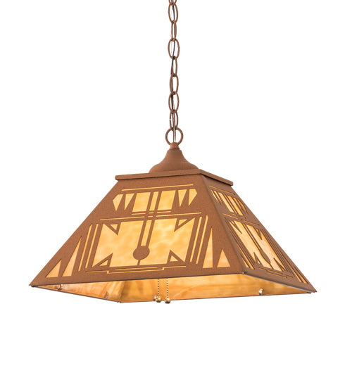 Meyda Lighting Southwest 22" 2-Light Earth Pendant Light With Beige Art Shade Glass