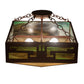 Meyda Lighting Southwest 23" 4-Light Rust Inverted Pendant Light With Beige Iridescent & Green Art Shade Glass