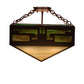 Meyda Lighting Southwest 23" 4-Light Rust Inverted Pendant Light With Beige Iridescent & Green Art Shade Glass