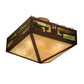 Meyda Lighting Southwest 23" 4-Light Rust Inverted Pendant Light With Beige Iridescent & Green Art Shade Glass