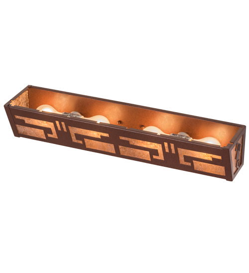 Meyda Lighting Southwest 24" 4-Light Rust Vanity Light With Silver Mica Shade Glass