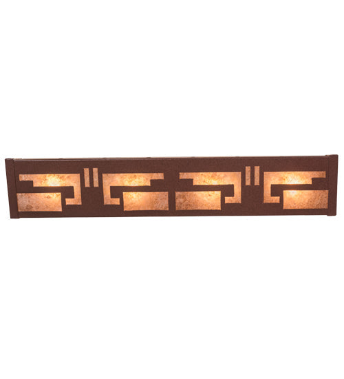 Meyda Lighting Southwest 24" 4-Light Rust Vanity Light With Silver Mica Shade Glass