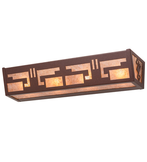 Meyda Lighting Southwest 24" 4-Light Rust Vanity Light With Silver Mica Shade Glass