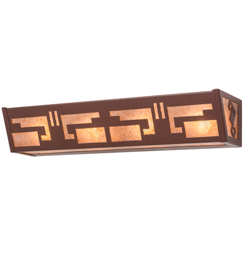 Meyda Lighting Southwest 24" 4-Light Rust Vanity Light With Silver Mica Shade Glass