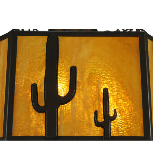 Meyda Lighting Southwest 28" 8-Light Timeless Bronze Cactus Semi-flush Mount Ceiling Light With Honey Art Shade Glass