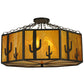 Meyda Lighting Southwest 28" 8-Light Timeless Bronze Cactus Semi-flush Mount Ceiling Light With Honey Art Shade Glass