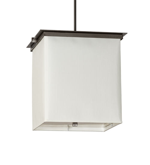 Meyda Lighting Spalding 18"Sq 2-Light Bronze Metallic Pendant Light With Eggshell Textrene & Creme Carrara Idalight Shade