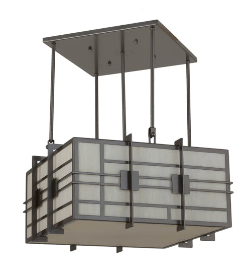 Meyda Lighting Spalding 34" 4-Light Bronze Metallic Pendant Light With Creme Carrara Idalight Shade