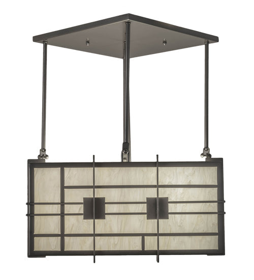 Meyda Lighting Spalding 34" 4-Light Bronze Metallic Pendant Light With Creme Carrara Idalight Shade