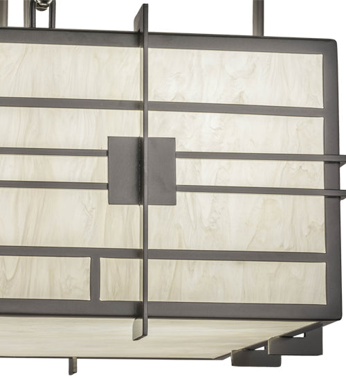 Meyda Lighting Spalding 34" 4-Light Bronze Metallic Pendant Light With Creme Carrara Idalight Shade