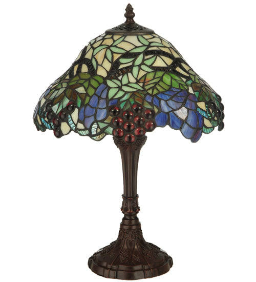 Meyda Lighting Spiral Grape 19" Mahogany Bronze Accent Table Lamp With Multi-Colored Shade Glass
