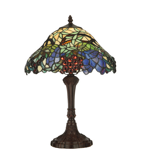 Meyda Lighting Spiral Grape 19" Mahogany Bronze Accent Table Lamp With Multi-Colored Shade Glass