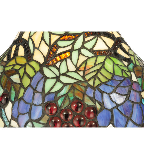 Meyda Lighting Spiral Grape 19" Mahogany Bronze Accent Table Lamp With Multi-Colored Shade Glass
