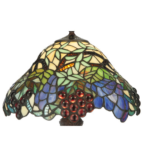 Meyda Lighting Spiral Grape 19" Mahogany Bronze Accent Table Lamp With Multi-Colored Shade Glass