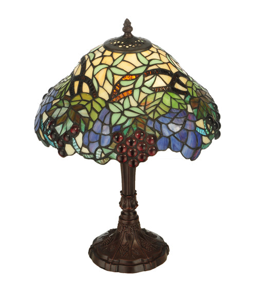 Meyda Lighting Spiral Grape 19" Mahogany Bronze Accent Table Lamp With Multi-Colored Shade Glass