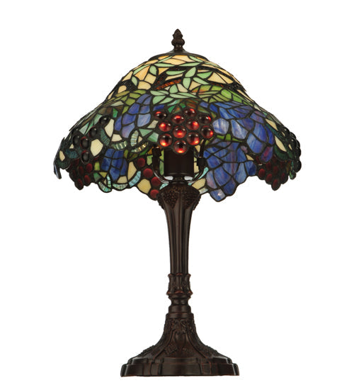 Meyda Lighting Spiral Grape 19" Mahogany Bronze Accent Table Lamp With Multi-Colored Shade Glass