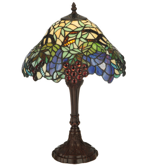 Meyda Lighting Spiral Grape 19" Mahogany Bronze Accent Table Lamp With Multi-Colored Shade Glass