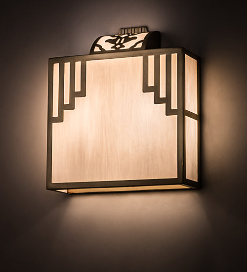 Meyda Lighting Spire 12" 2-Light Natural Brass Wall Sconce With White Art Shade Glass