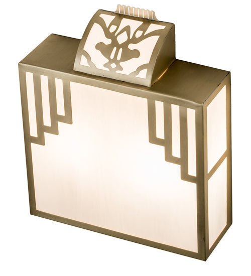 Meyda Lighting Spire 12" 2-Light Natural Brass Wall Sconce With White Art Shade Glass