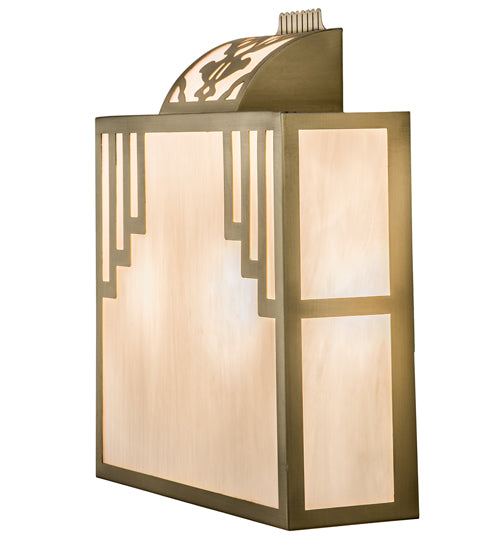 Meyda Lighting Spire 12" 2-Light Natural Brass Wall Sconce With White Art Shade Glass