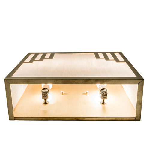 Meyda Lighting Spire 12" 2-Light Natural Brass Wall Sconce With White Art Shade Glass