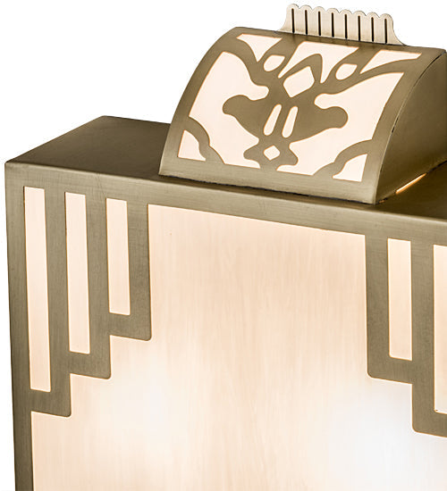 Meyda Lighting Spire 12" 2-Light Natural Brass Wall Sconce With White Art Shade Glass