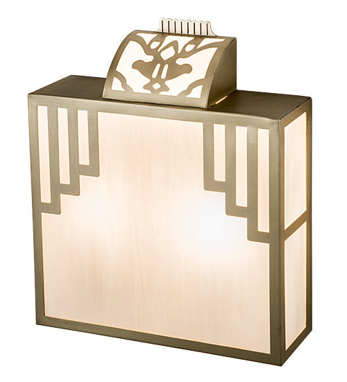 Meyda Lighting Spire 12" 2-Light Natural Brass Wall Sconce With White Art Shade Glass