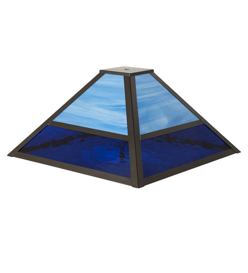 Meyda Lighting Split Mission 21" Craftsman Brown On Brass Frame With Dark Blue & Light Blue Opal Glass