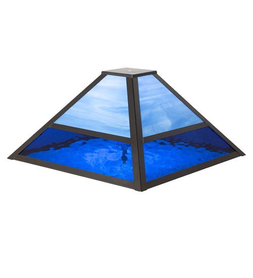 Meyda Lighting Split Mission 21" Craftsman Brown On Brass Frame With Dark Blue & Light Blue Opal Glass