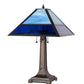 Meyda Lighting Split Mission 24" 2-Light Mahogany Bronze Table Lamps With Blue Shade Glass