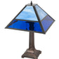 Meyda Lighting Split Mission 24" 2-Light Mahogany Bronze Table Lamps With Blue Shade Glass