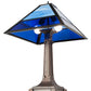 Meyda Lighting Split Mission 24" 2-Light Mahogany Bronze Table Lamps With Blue Shade Glass