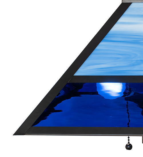 Meyda Lighting Split Mission 24" 2-Light Mahogany Bronze Table Lamps With Blue Shade Glass