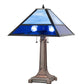 Meyda Lighting Split Mission 24" 2-Light Mahogany Bronze Table Lamps With Blue Shade Glass