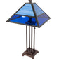 Meyda Lighting Split Mission 28" 2-Light Mahogany Bronze Table Lamp With Blue Shade Glass