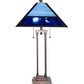 Meyda Lighting Split Mission 28" 2-Light Mahogany Bronze Table Lamp With Blue Shade Glass