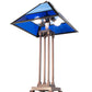 Meyda Lighting Split Mission 28" 2-Light Mahogany Bronze Table Lamp With Blue Shade Glass