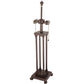 Meyda Lighting Split Mission 28" 2-Light Mahogany Bronze Table Lamp With Blue Shade Glass