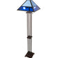 Meyda Lighting Split Mission 62" 2-Light Mahogany Bronze Floor Lamp With Blue Shade Glass