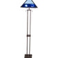 Meyda Lighting Split Mission 62" 2-Light Mahogany Bronze Floor Lamp With Blue Shade Glass